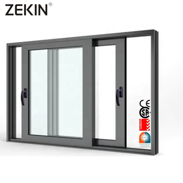 Customized Energy Efficient Sliding Window NFRC AS2047 Certification Double Glass Hurricane Impact Proof Aluminum Sliding Window