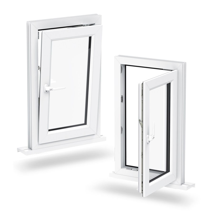 High Energy Efficient White Upvc Window Customized Large View Double Glazed Window Tilt and Turn Pvc Windows
