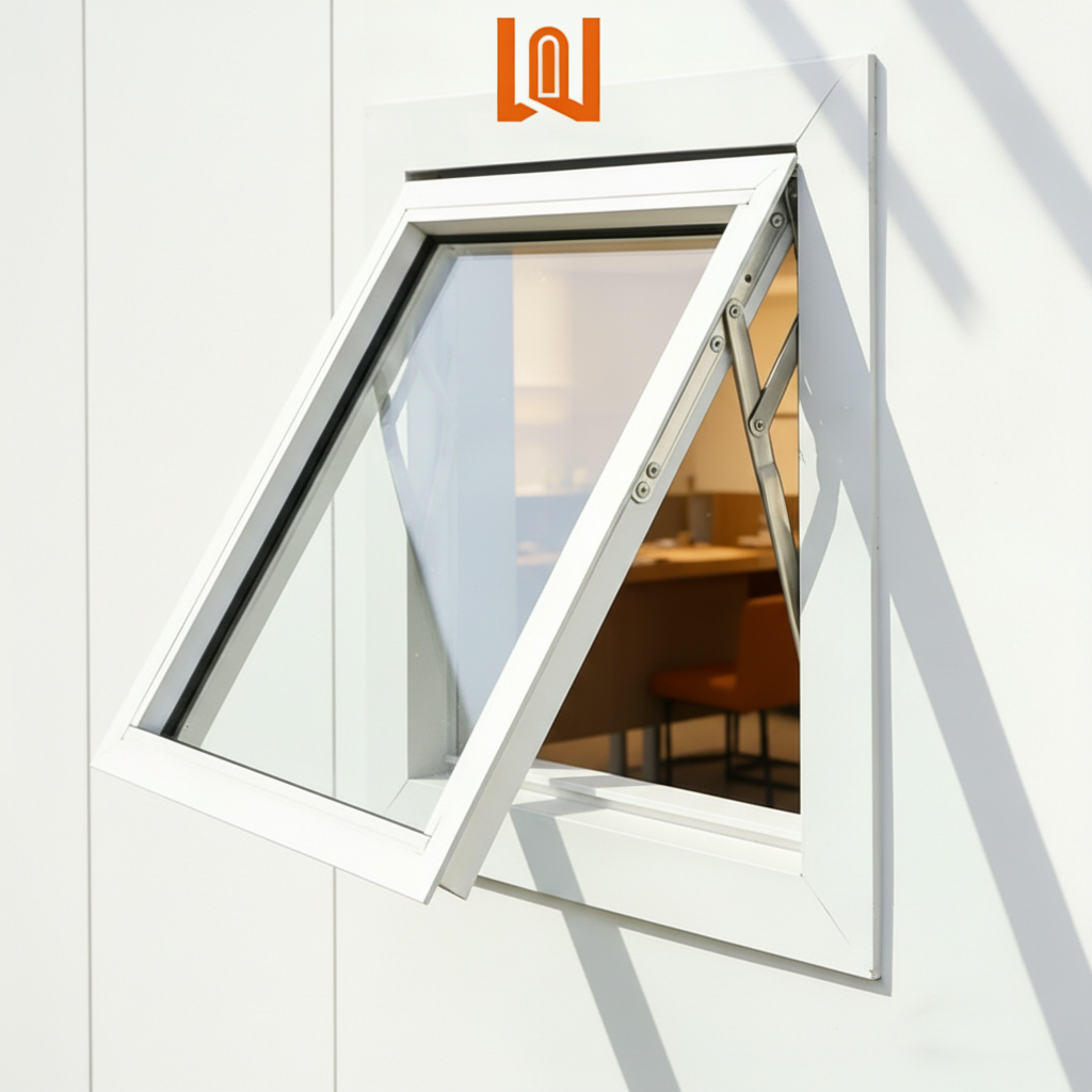 Customized Waterproof Office UPVC Top Hung Window Vinyl Glass Awning Window