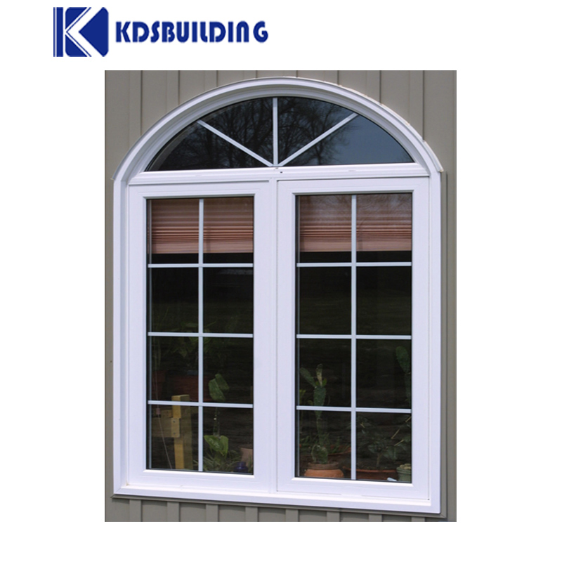 Kdsbuilding Round Custom Casement UPVC Glass Arch Top Casement Window Vinyl