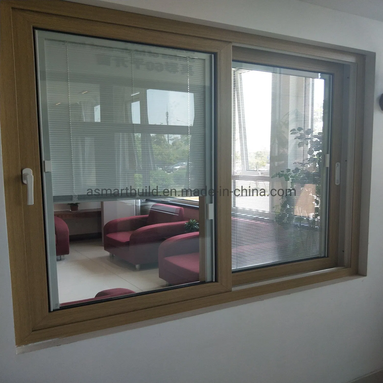 UPVC/PVC Sliding Window with Inter Blinds for Residential and Commercial Building (T105)
