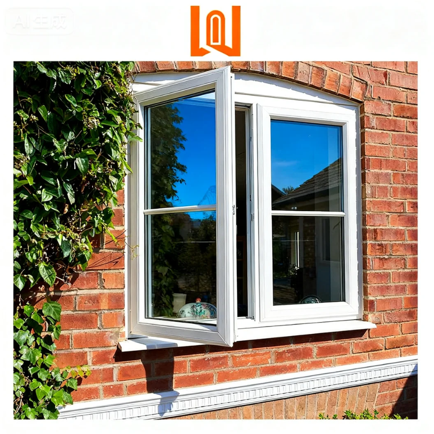 WANJIA French Style Residential PVC Windows Double Pane Window UPVC Casement Window