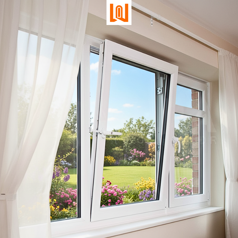 NFRC American Style Soundproof Vinyl Tilt and Turn Window House Single Glass Design UPVC Casement windows