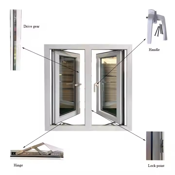 Double Glazed Exterior Balcony Kitchen Low-E Glass UPVC/PVC/Vinyl Folding Window for House