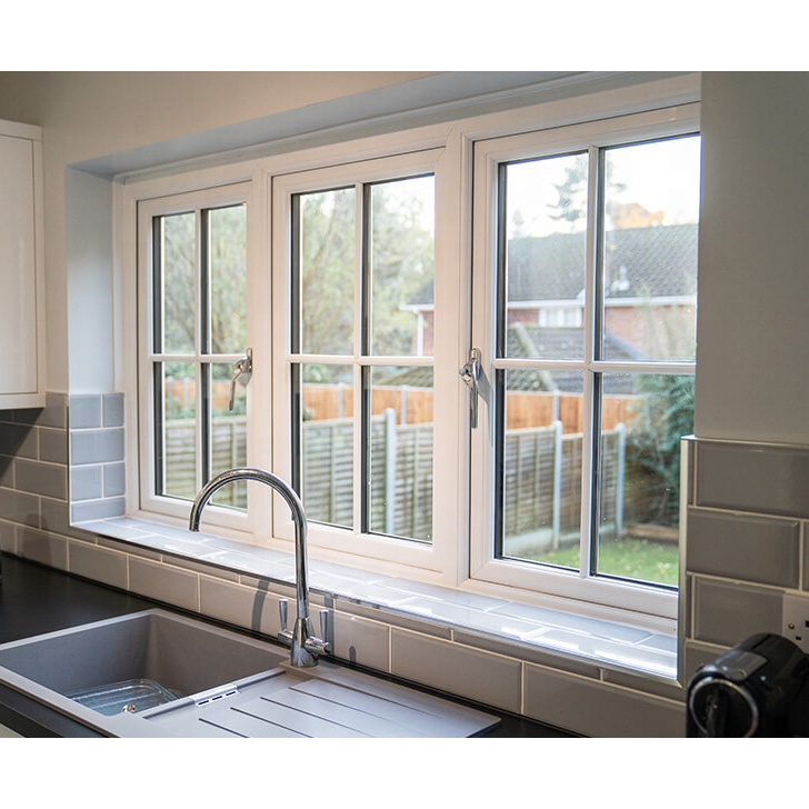 Factory Custom Sound Insulation UPVC Window Energy Efficient PVC Casement Glass Windows Viny French Window