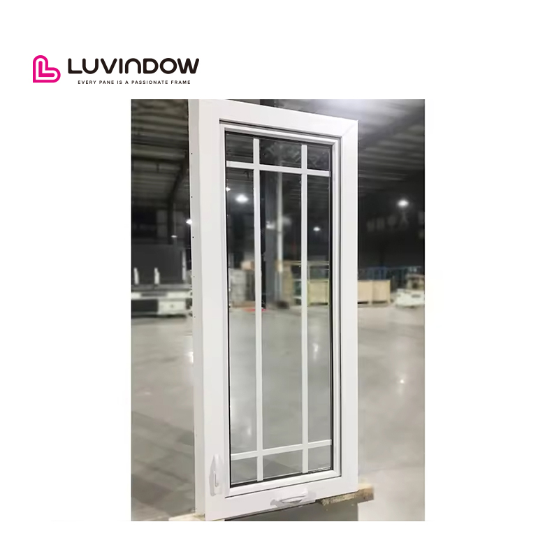 Luvindow New UPVC/PVC windows Crank Open Casement With Handle House Window Glass Design
