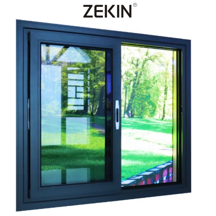 Customized Sliding Windows For Balcony Thermal Break Aluminum Tempered Glass Horizontal Hurricane Proof Aluminum Sliding Windows