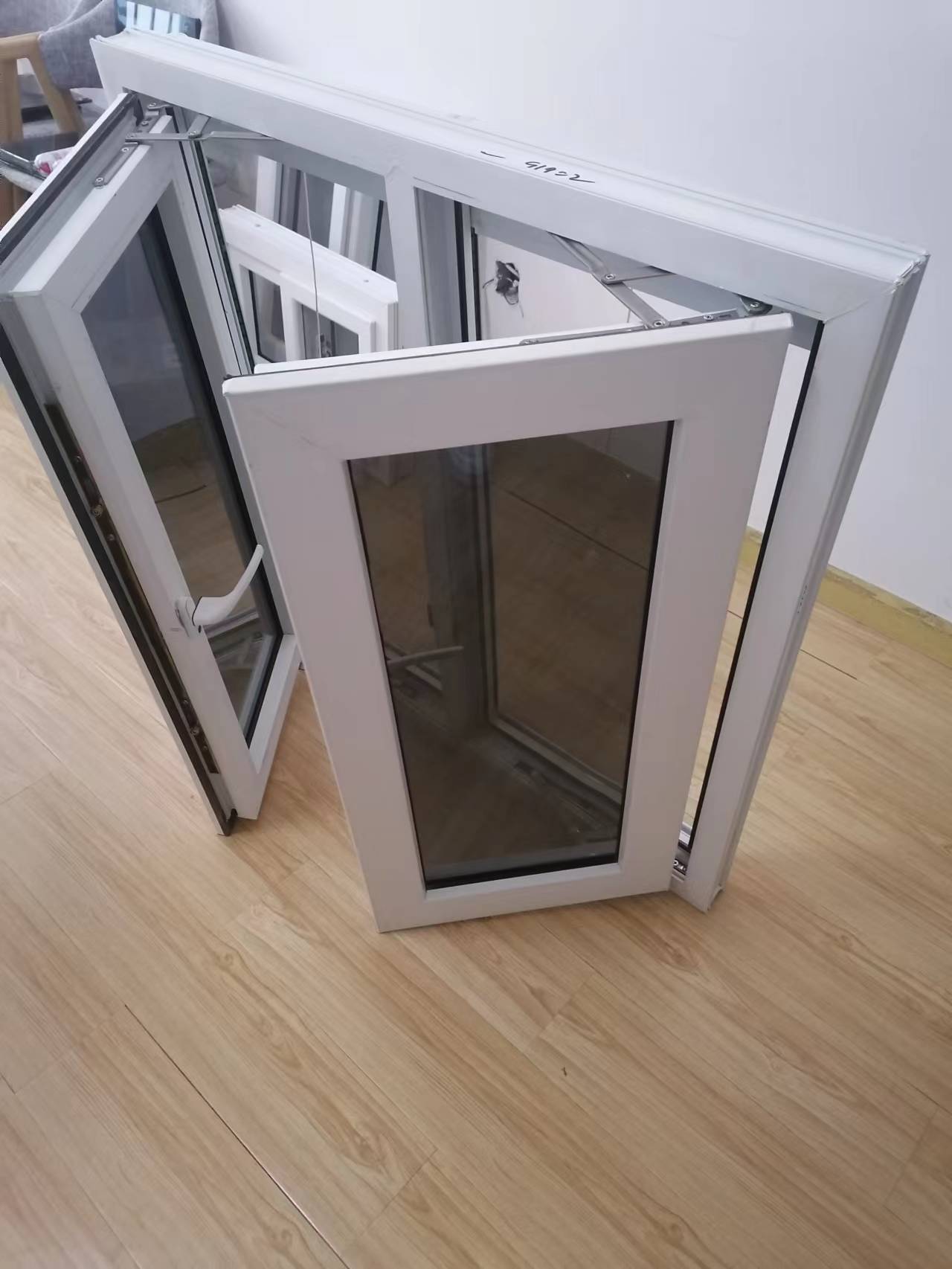 French Style UPVC Windows Laminated Glass PVC Casement Windows with Retractable Screen