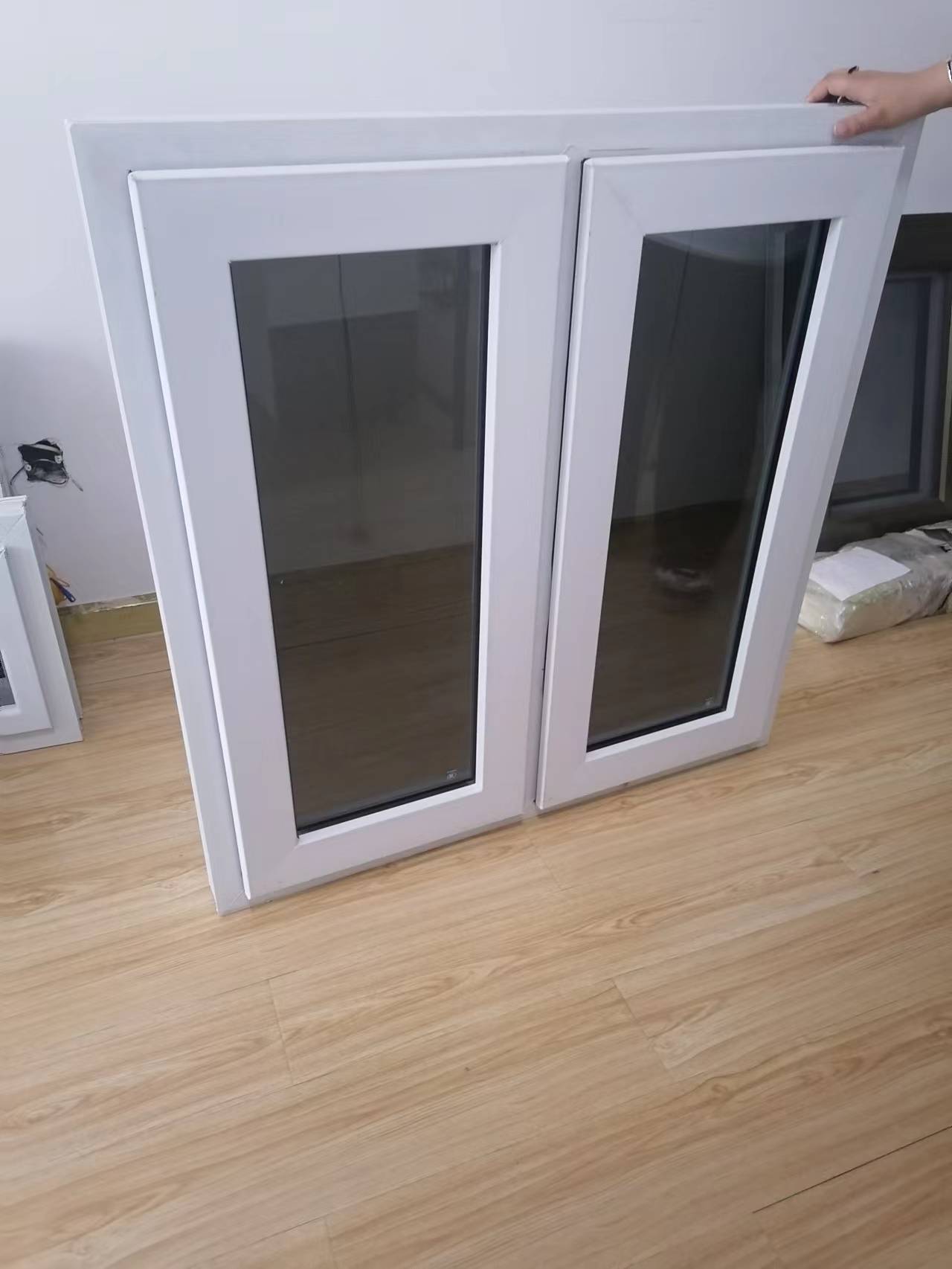 French Style UPVC Windows Laminated Glass PVC Casement Windows with Retractable Screen