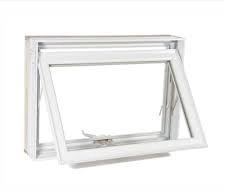 Modern Design Reflective Art Pattern Glass Handle Lock Hinges UPVC PVC Vinyl Awning Windows Profile with External Fixed Sash