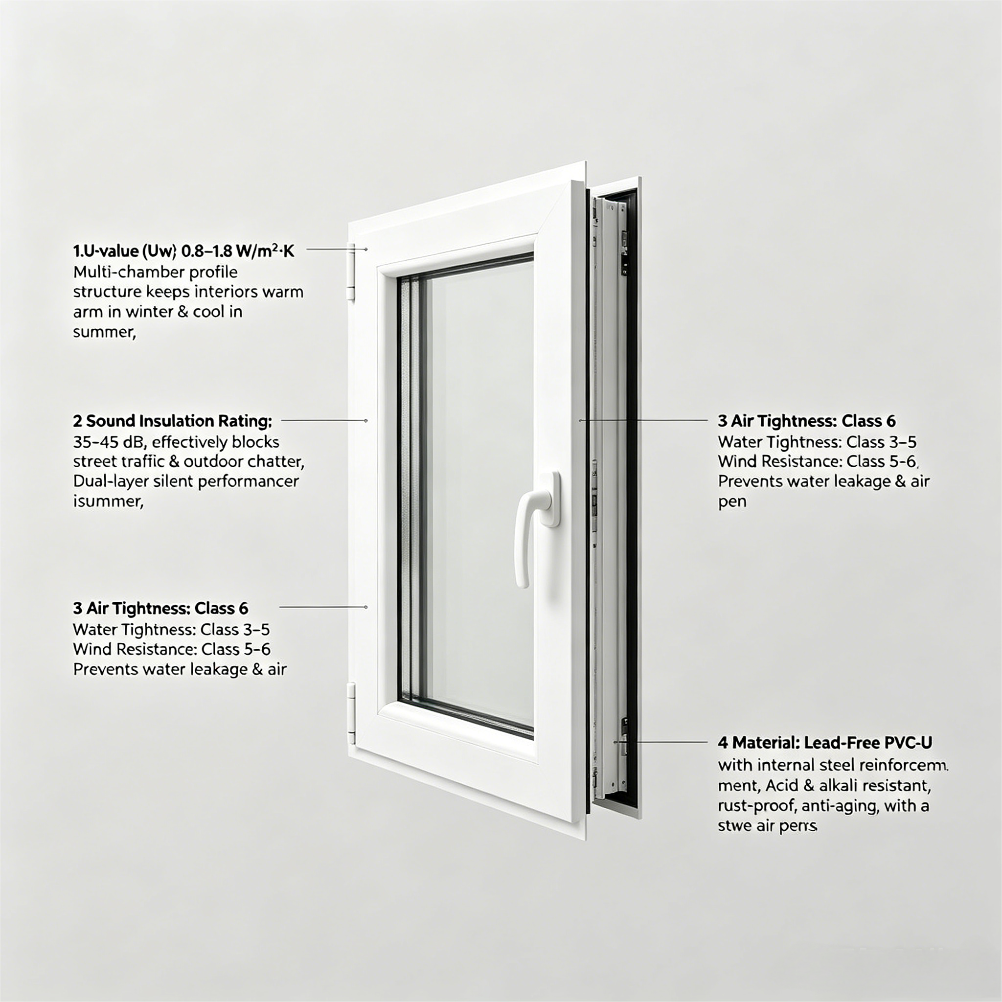 Modern Waterproof Horizontal Sliding Window White UPVC Double Glazed Hanging Customized Size For European Style Aluminum Window