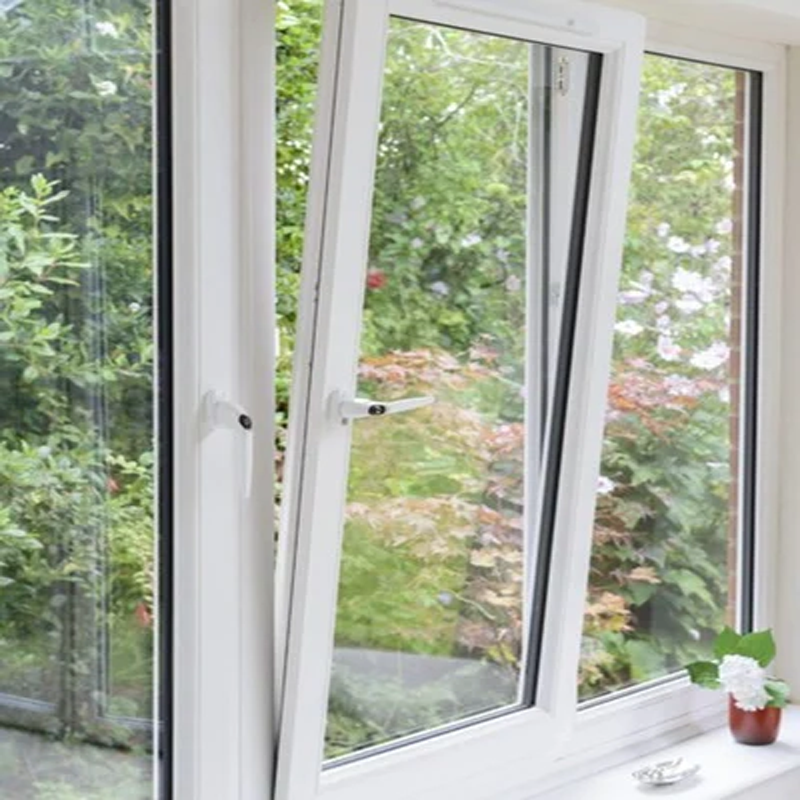 Modern Narrow Frame Commercial Customized Triple Glazed UPVC European Style Casement windows Black for Residential windows