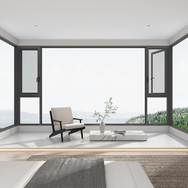 Double-Glazed Aluminum PVC/UPVC Casement Windows Aluminum Frame Windows for Houses
