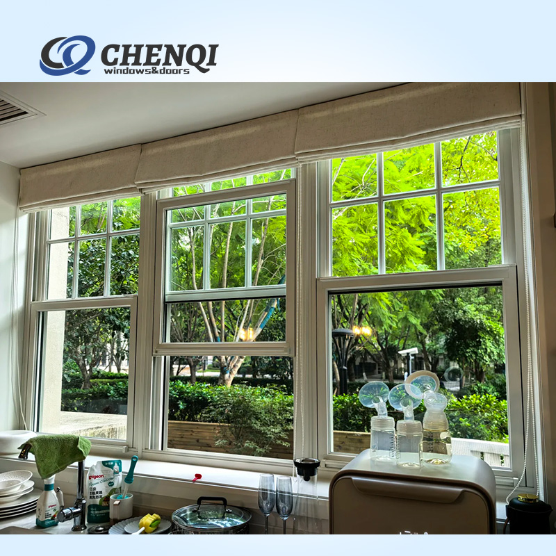 American Style Vinyl UPVC Hand-operated Single Double Hung Windows Double Tempered Glazed Hung Window Top Hung Window