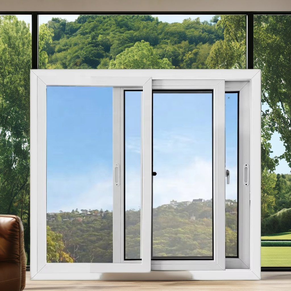 NUOXIN Hurricane Impact Modern Double Glazed Pvc Profile Black Upvc Windows And Doors Glass Horizontal Sliding Vinyl Window