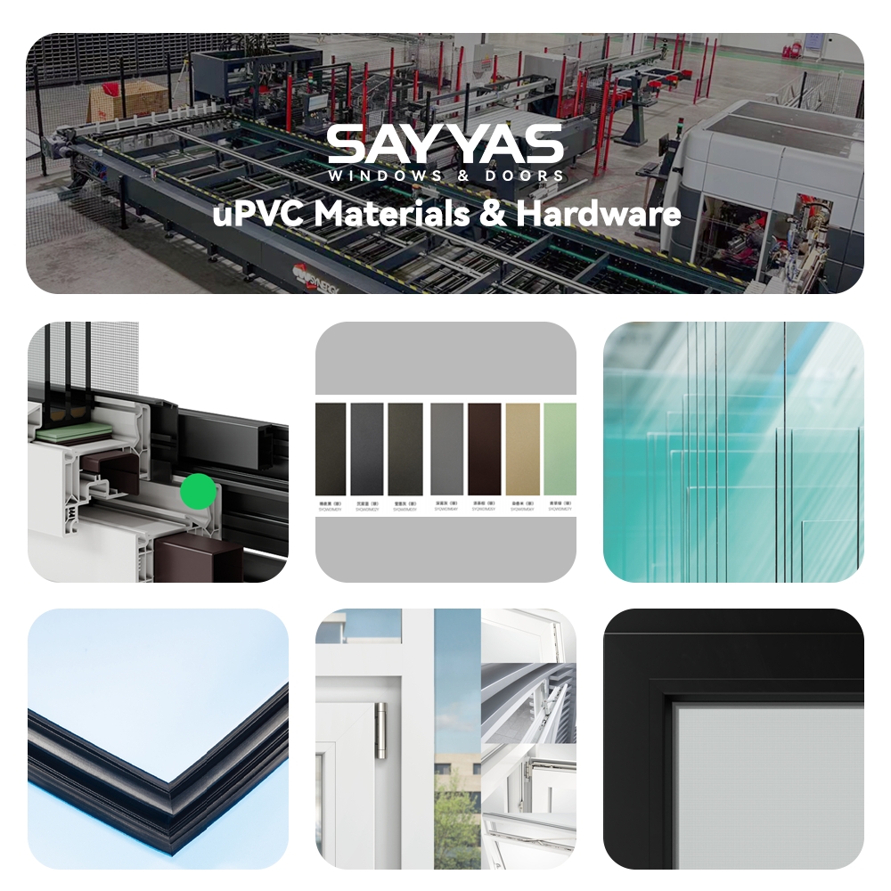 Argon Gas Filled Low E Glass 88 Series UPVC Window Energy Efficient Thermal Sayyas Windows DC88