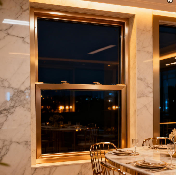 Aesthetic UPVC American Style UPVC Vinyl Single Hung Window with Fin for Residential &amp; Commercial Use