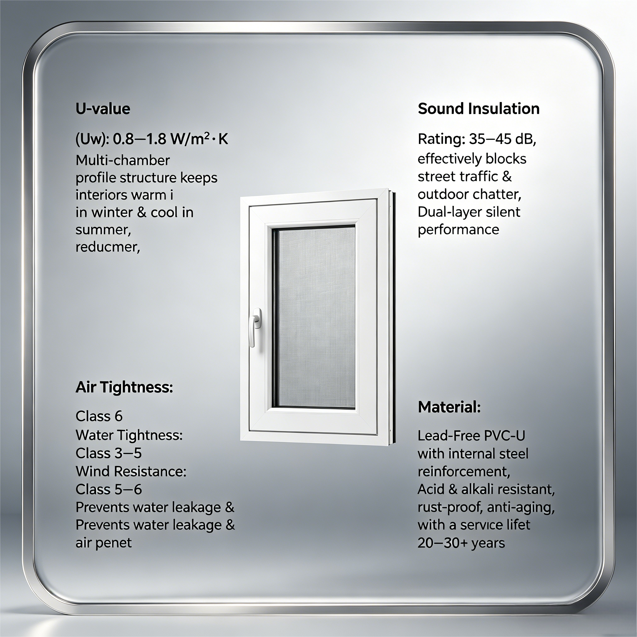 Modern China Design UPVC Horizontal Swing Double Glazed Soundproof Windproof Casement Windows For Hotel And Bedroom Use