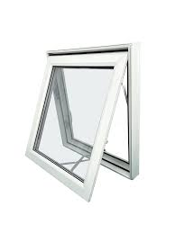 Modern Design Reflective Art Pattern Glass Handle Lock Hinges UPVC PVC Vinyl Awning Windows Profile with External Fixed Sash