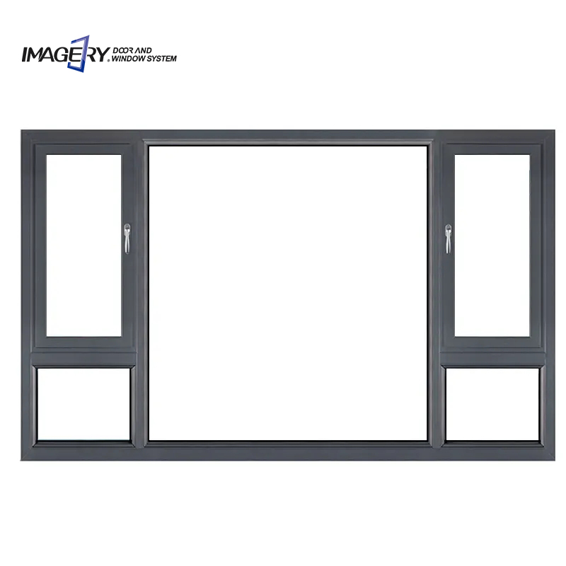 Customized Modern Villa Aluminum Glass Casement Windows Waterproof Sound Insulation With Louver For Bedroom