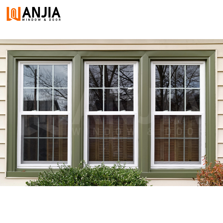 American Style Energy Efficient PVC Hung Window UPVC Single Double Hung Sash Window Vertical Sliding Window