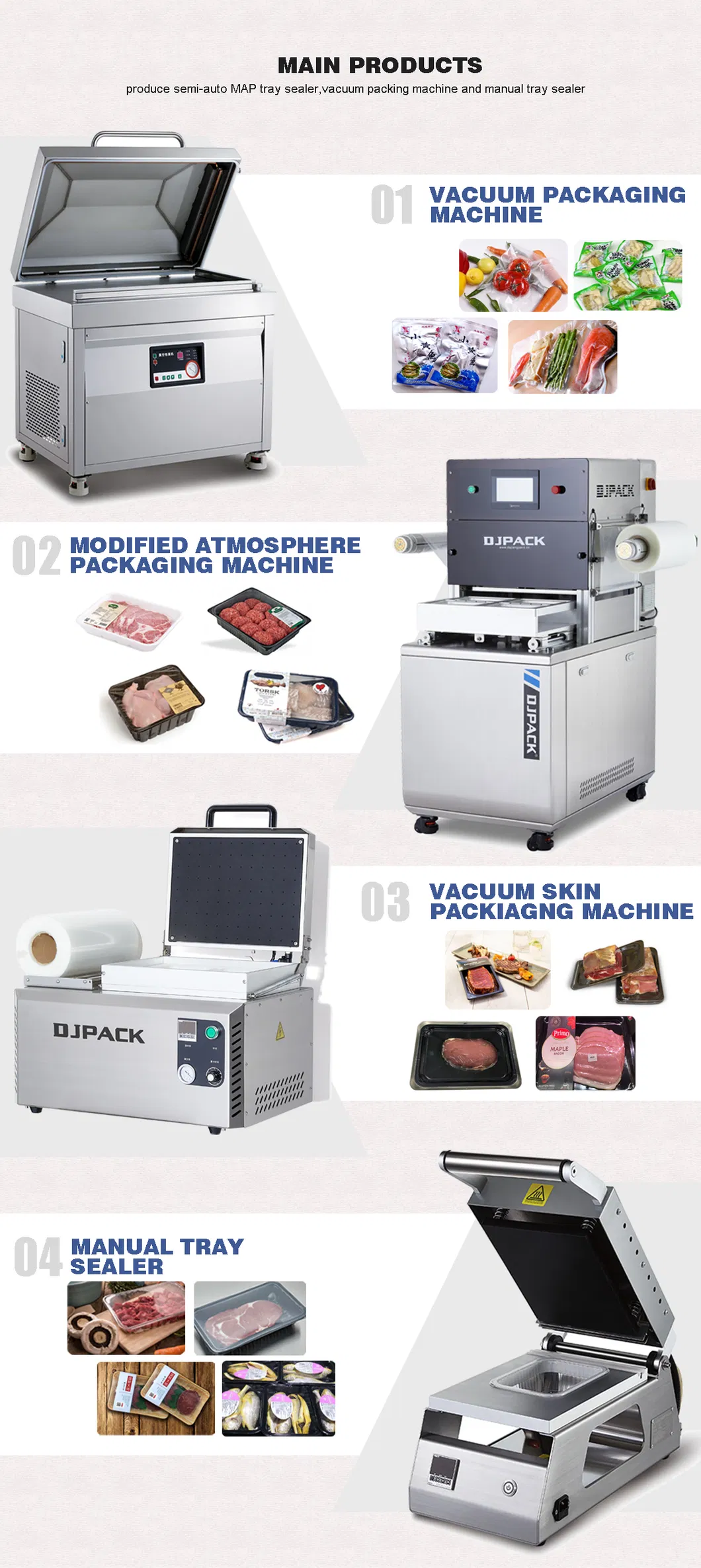 Máquina de Embalagem a Vácuo de Câmara Única para Frutas e Legumes, Embalagem de Frango e Carne