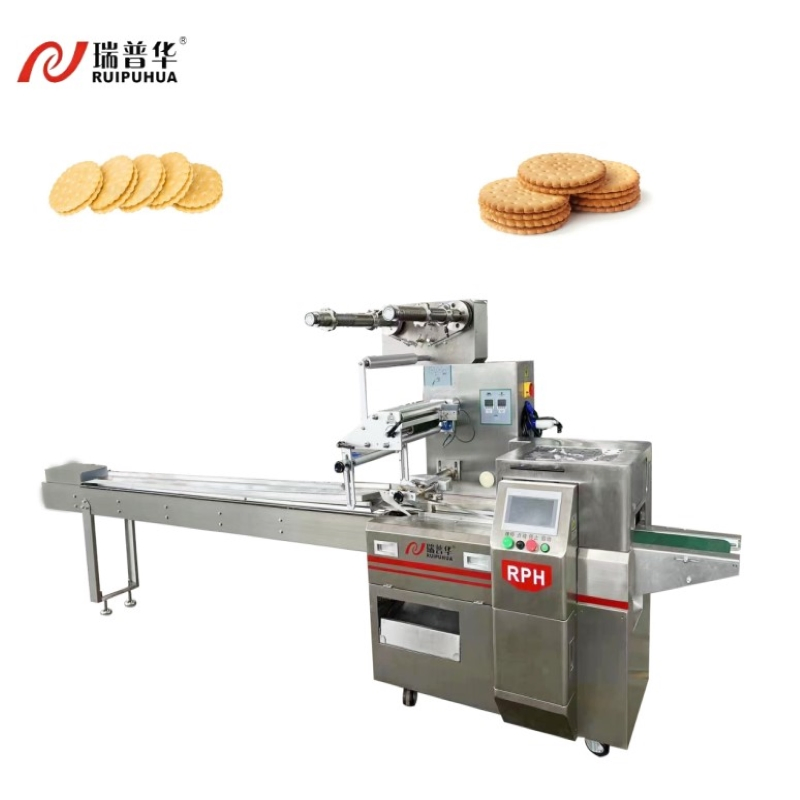 Máquina Automática de Embalagem Horizontal para Biscoitos, Bolos de Chocolate, Wafers e Rolos de Ovos