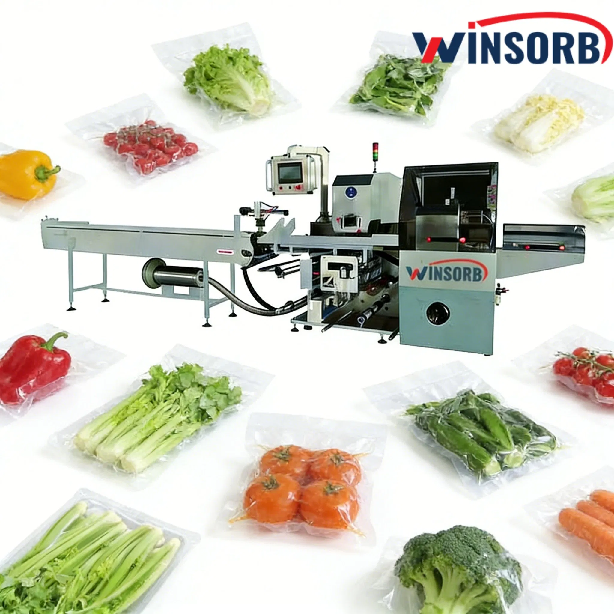 Wbav720 Máquina de Embalagem e Envoltório Automática Horizontal de Sementes de Folhas Verdes Frescas Congeladas Multifuncional com Bandeja Pequena para Chips de Vegetais