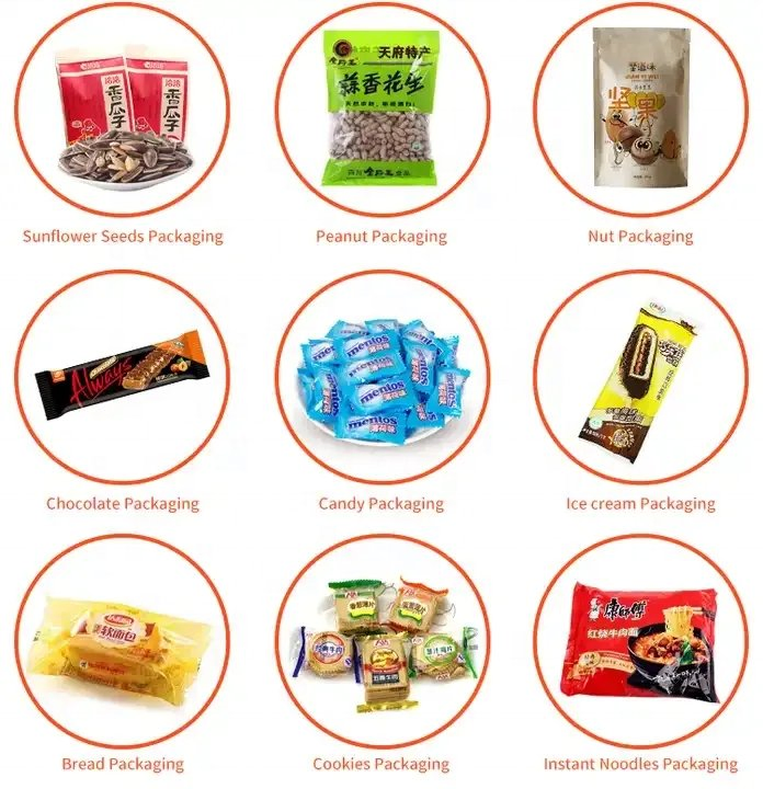 Máquina de Embalagem Horizontal Automática para Doces, Pão, Chocolate, Biscoitos, Bolos e Trufas