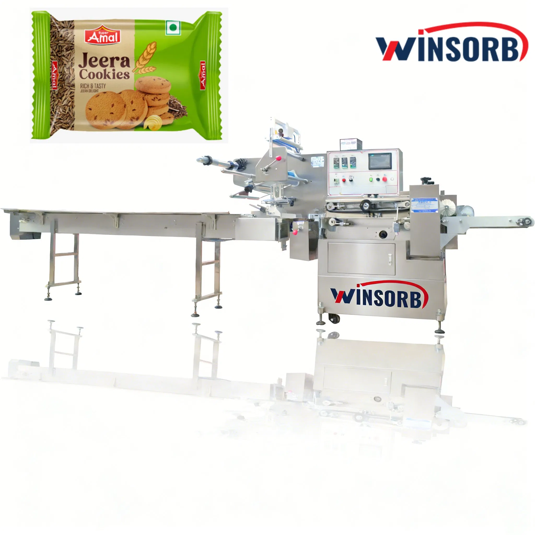 Embalagem de Fluxo de Máquina de Embalagem Horizontal Automática de Lollipop com Três Motores de Passo Servo a Vácuo Wba-F590