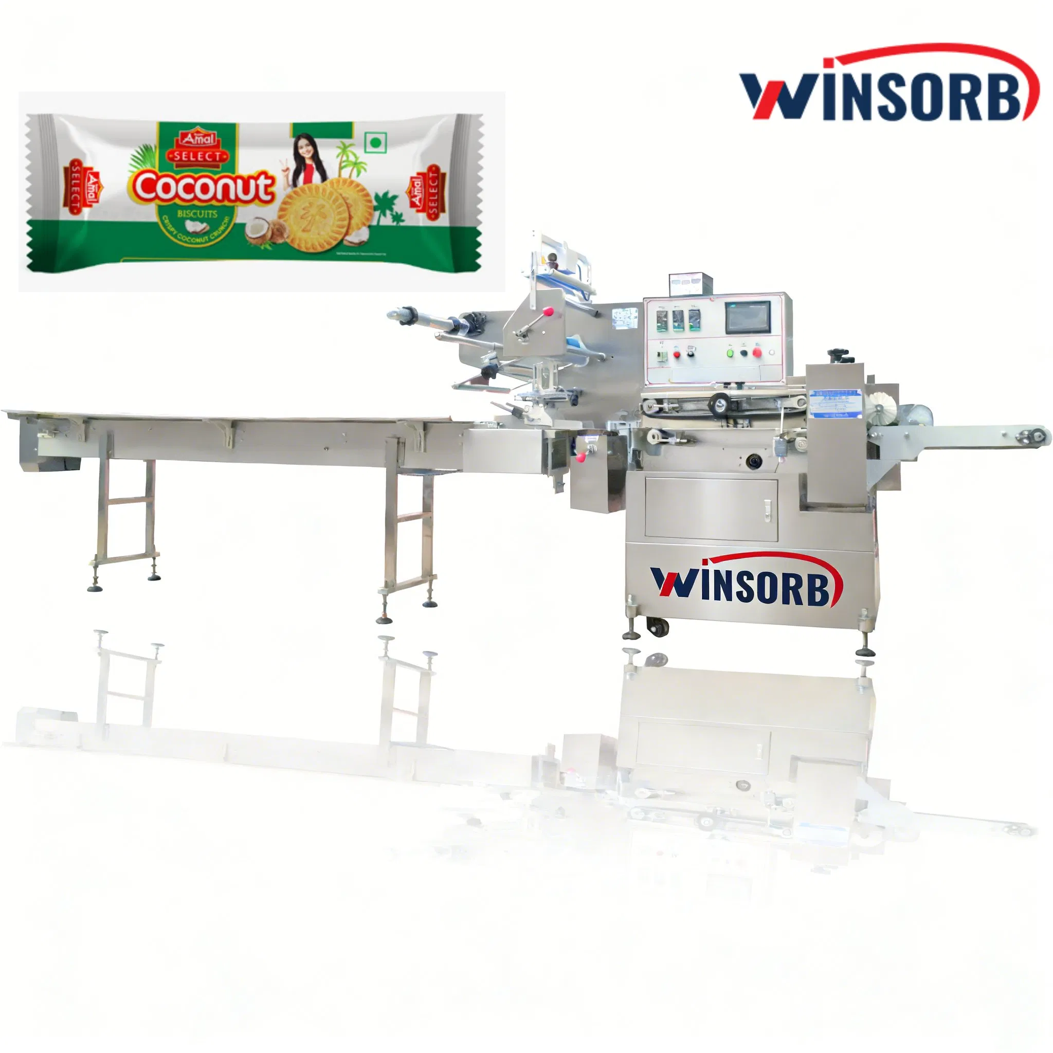 Embalagem de Fluxo de Máquina de Embalagem Horizontal Automática de Lollipop com Três Motores de Passo Servo a Vácuo Wba-F590