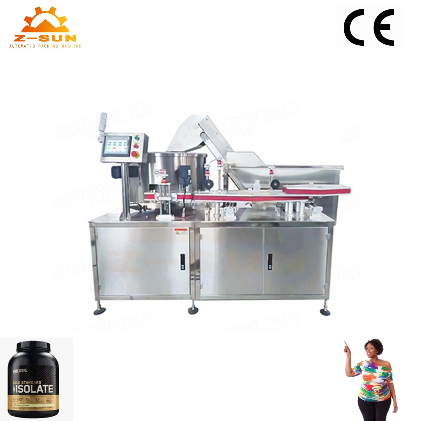 Máquina de Enchimento Automática de Garrafas Plásticas para Pó de Proteína Linha de Produção de Engarrafamento Feita Sob Medida