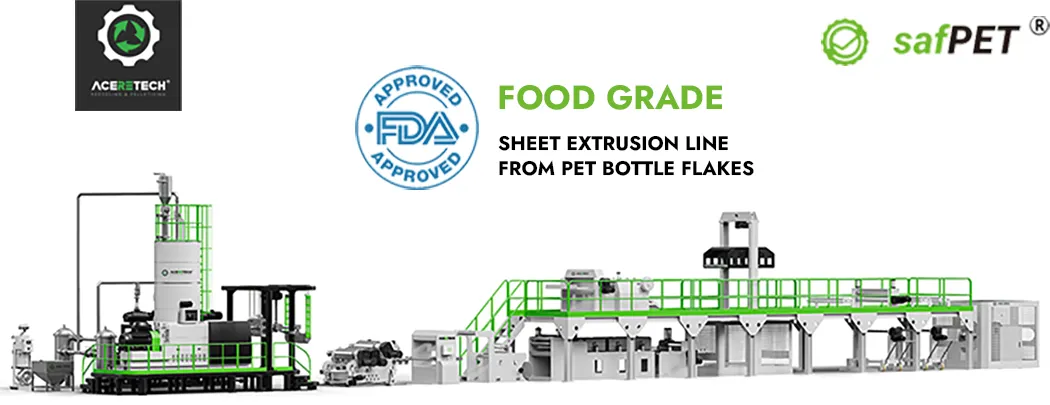 Linha de Pelotização de R-Pet para Flocos de Embalagem Alimentícia Linha de Extrusão de Folhas