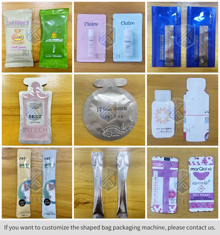 Embalagens de shampoo e sachês de óleo
