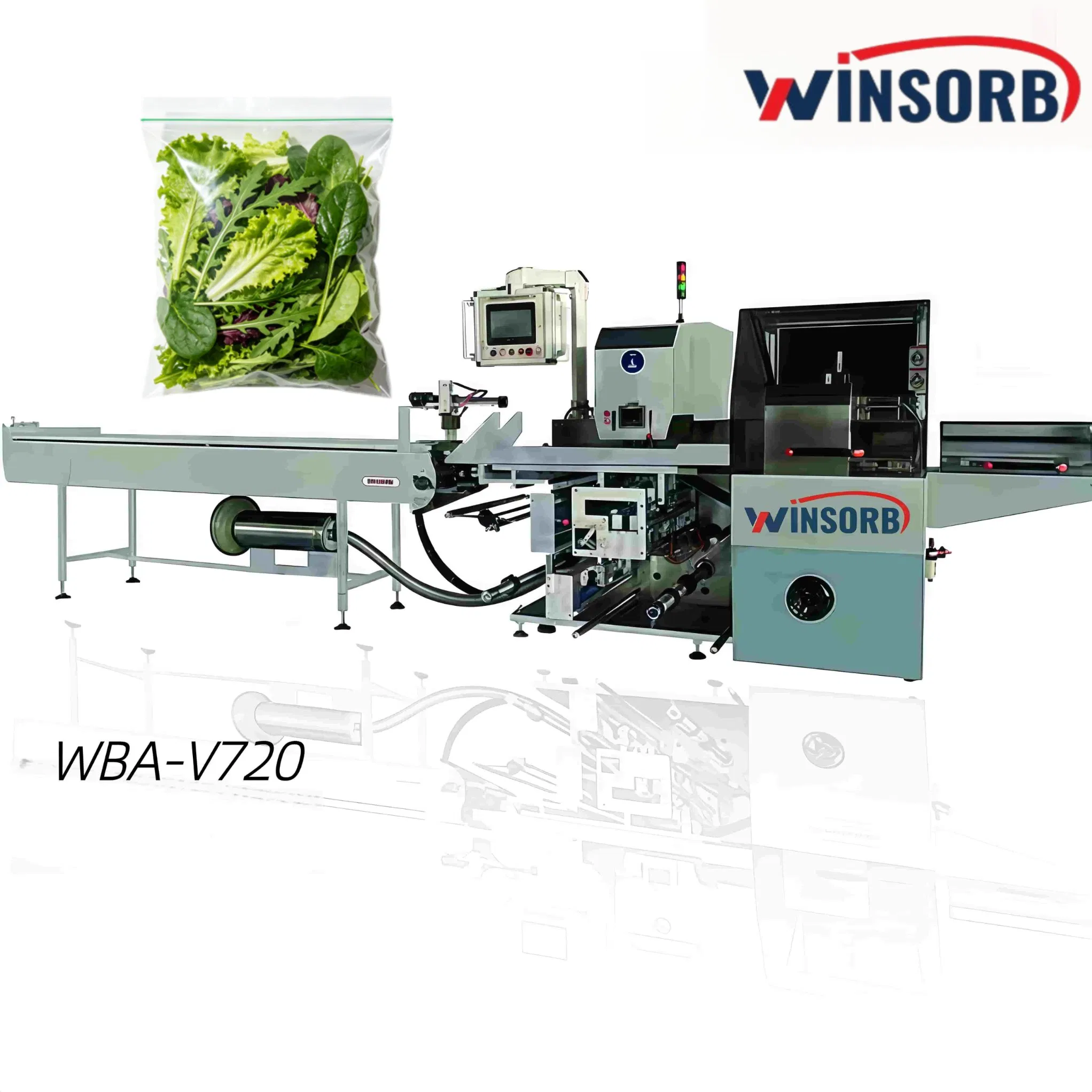Wbav720 Máquina de Embalagem e Envoltório Automática Horizontal de Sementes de Folhas Verdes Frescas Congeladas Multifuncional com Bandeja Pequena para Chips de Vegetais