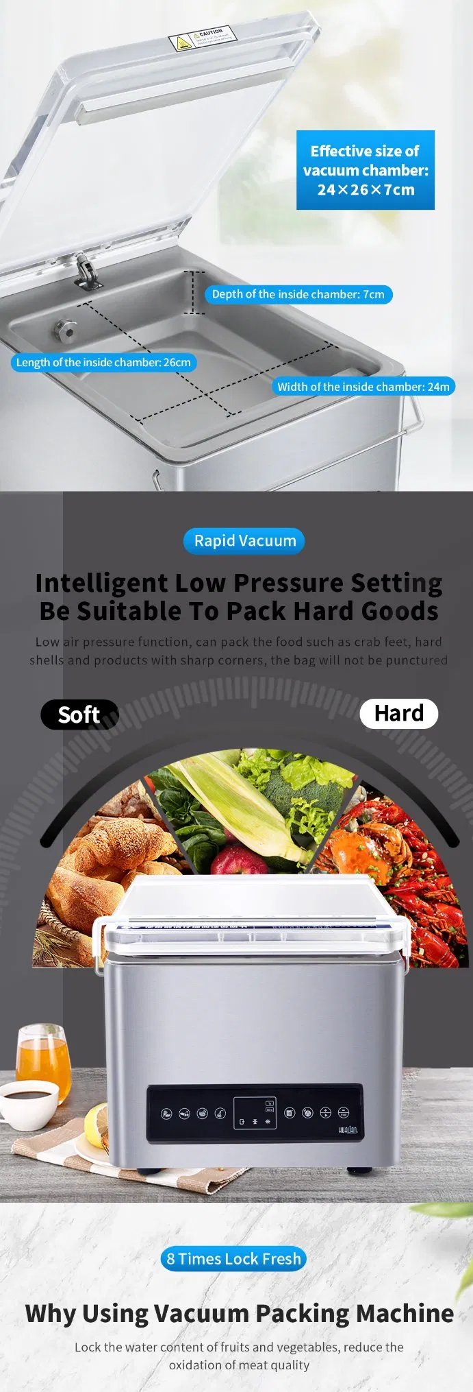 Pacote de Pele Hualian para Alimentos, Sacos de Vácuo para Armazenamento, Máquina de Embalagem com Bom Serviço Hvc-210t/1d