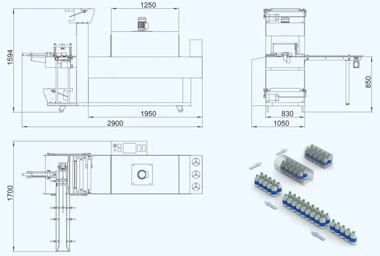 Máquina de Embalagem Térmica com Filme PE Automática Máquina de Envoltório Térmico Máquina de Embalagem Térmica