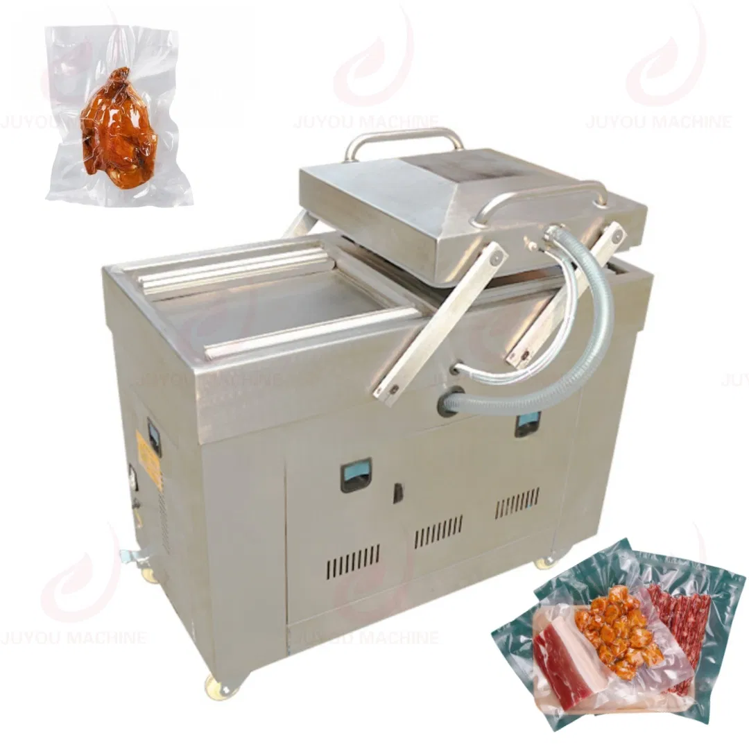 Máquina seladora de embalagem a vácuo de plástico termoformado para alimentos com selo de câmara dupla feita na China