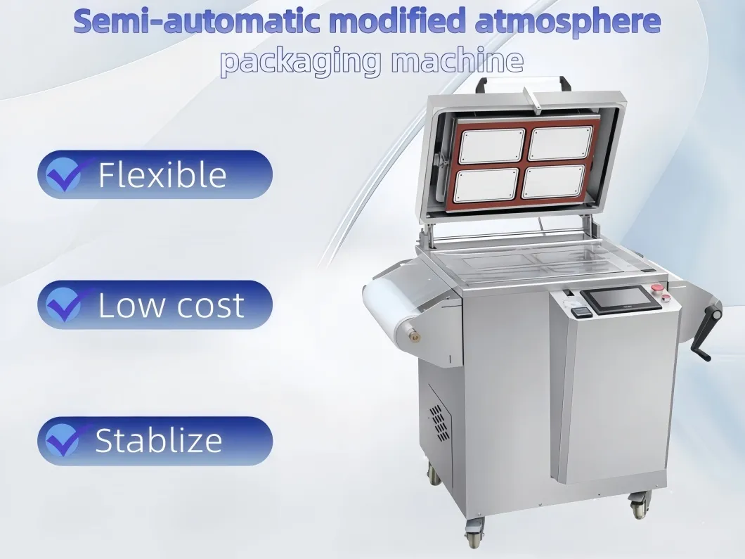 Sistema de Embalagem em Atmosfera Modificada Semi Automático Compacto para Pequenos Varejistas