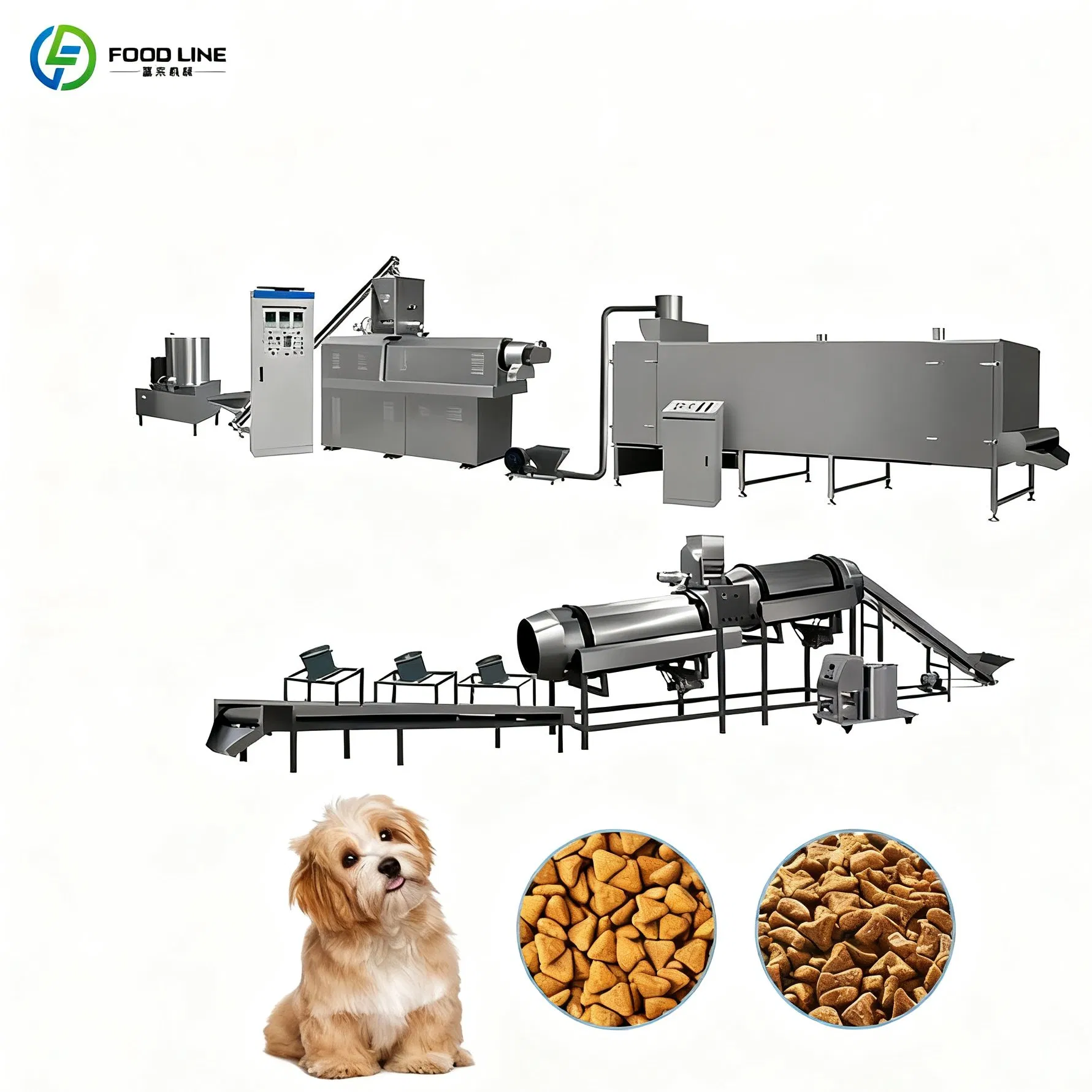 Linha de Produção de Ração para Animais de Estimação Totalmente Automática, Linha de Enchimento e Embalagem de Ração para Cães e Peixes em Partículas