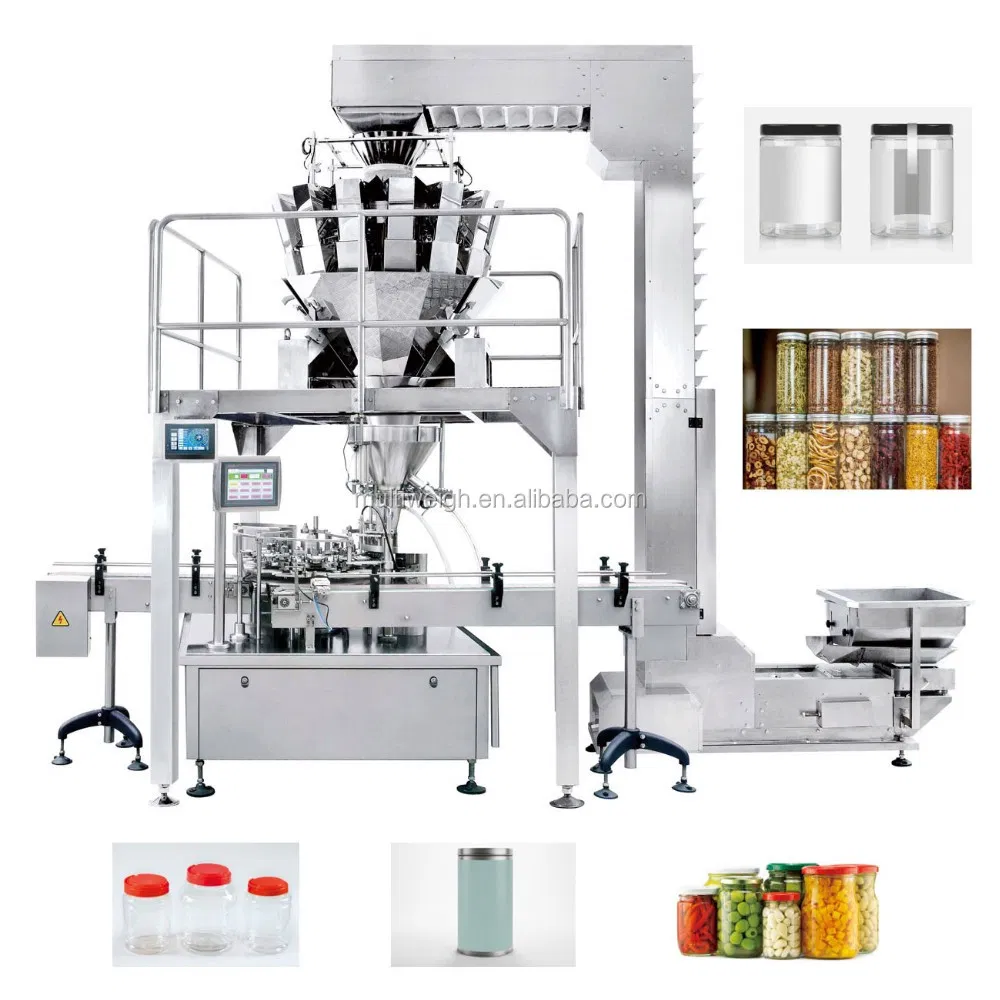 Máquina de Embalagem de Alimentos Eficiente para Pesagem e Enlatamento de Snacks, Chips e Sistema de Pesagem Multihead Combinação Auto 14