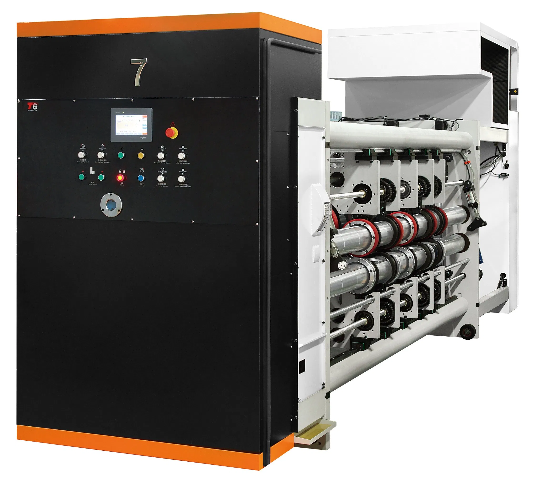 Máquina de Embalagem para Fabricação de Caixas de Papelão Corrugado com Impressão Flexográfica, Corte Rotativo e Slotagem Totalmente Automática