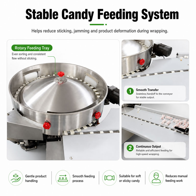 Máquina de Embalagem em Fluxo para Embalar Automaticamente Travesseiros Horizontais, Barras de Chocolate, Wafers, Biscoitos, Barras de Cereal, Gomas Macias e Doces Duros em Sachet