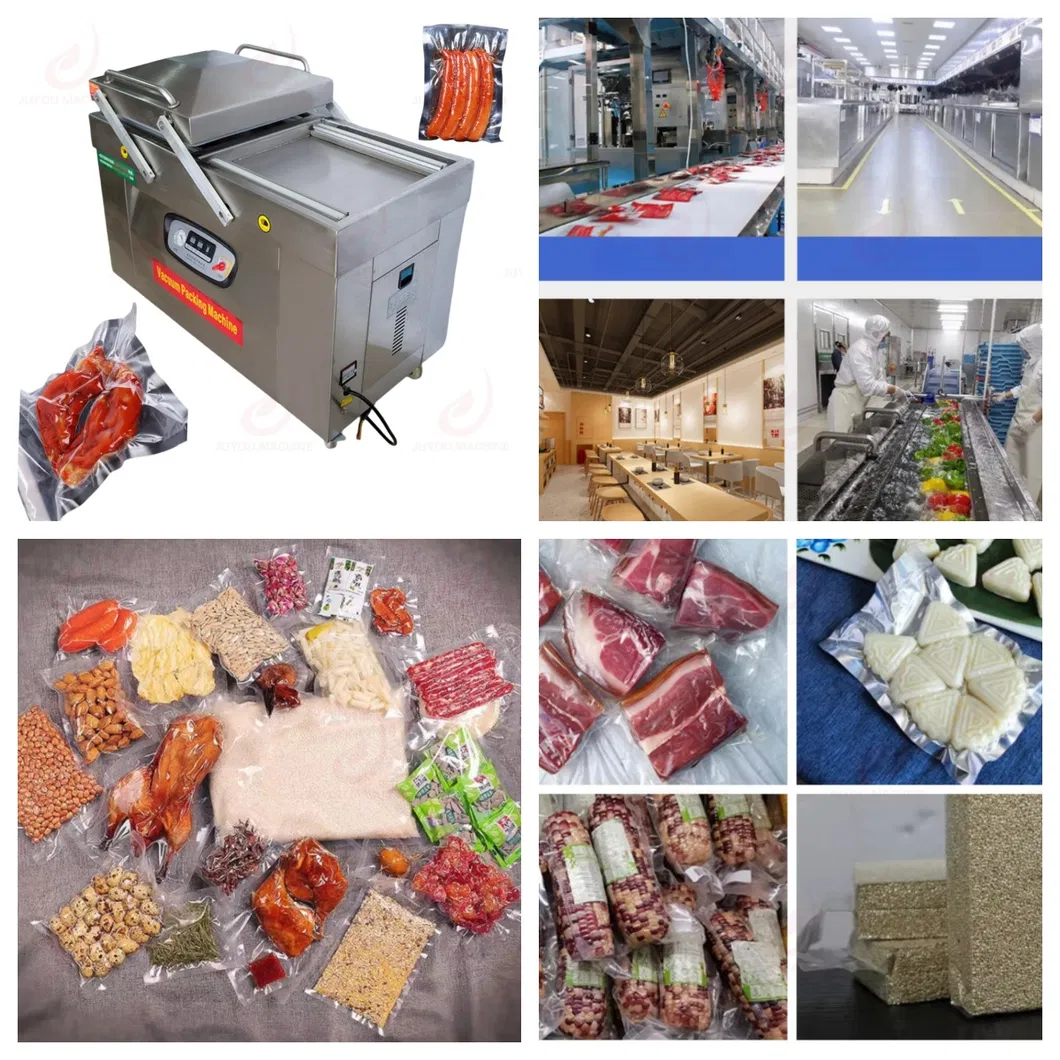 Máquina seladora de embalagem a vácuo de plástico termoformado para alimentos com selo de câmara dupla feita na China