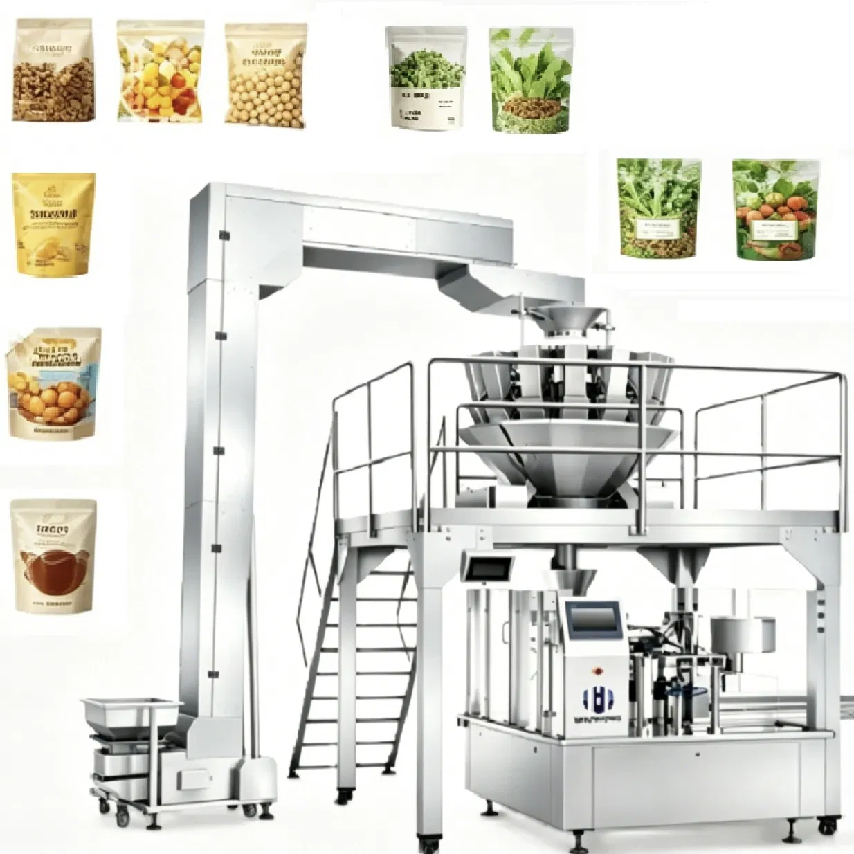 Máquina de Embalagem de Saco Sachet Vertical Flowpack para Açúcar, Alimentos, Água, Saquinho de Chá, Pó, Fruta, Café, Líquido