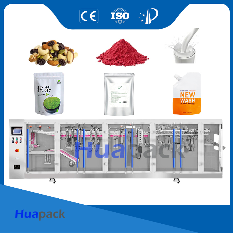 Máquina de embalagem e selagem automática horizontal duplex para sachês plásticos de leite, balas gomas, líquidos e molho de tomate
