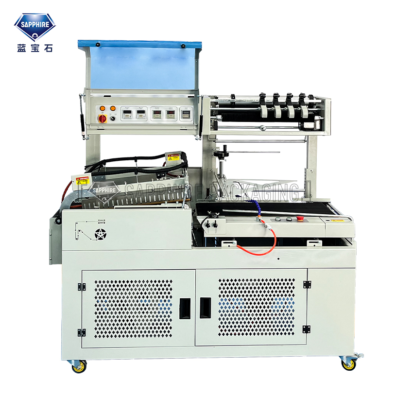 L450 Máquina de Encolhimento e Corte da Série L Máquina de Encolhimento Adequada para Embalagem Externa de Presentes, Produtos de Limpeza e Alimentos com 300°C Túnel de Encolhimento