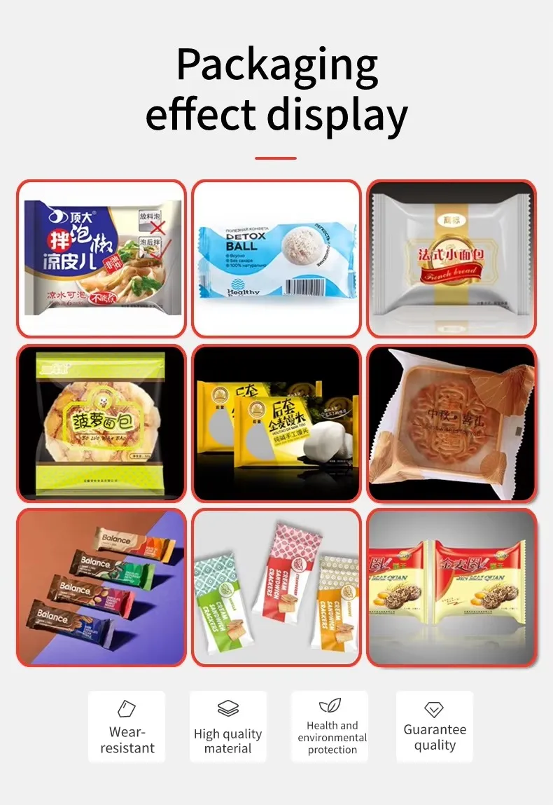 Máquina de Embalagem Flow Pack Horizontal de Alta Velocidade para Doces, Pães, Croissants, Biscoitos e Barras de Chocolate