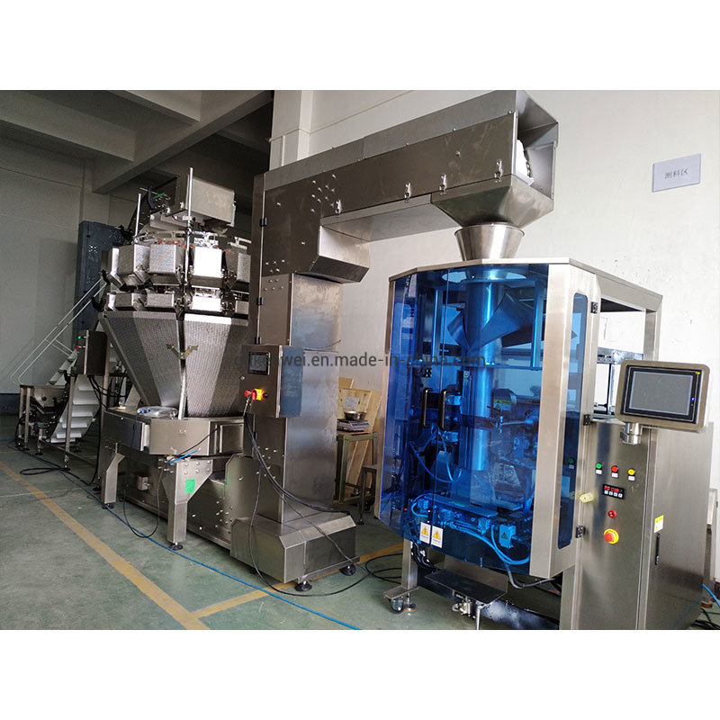 Máquina Automática de Embalagem Vertical Multifuncional com 14 Cabeça de Balança Multicabeça para Pesagem e Embalagem de Grânulos