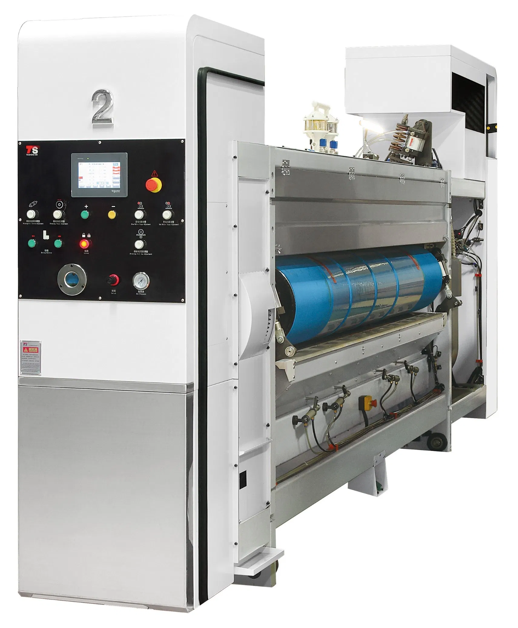 Máquina de Embalagem para Fabricação de Caixas de Papelão Corrugado com Impressão Flexográfica, Corte Rotativo e Slotagem Totalmente Automática